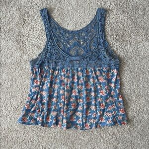 Floral Lace Blue Women's Top
